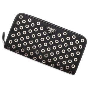 Prada DAINO COLOUR Round Zip Long Wallet Logo Black